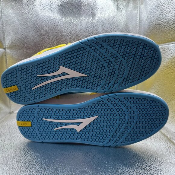 Size 9 Lakai x Pacífico Telford Mens Yellow White Cyan Skateboarding Shoes - Picture 9 of 9
